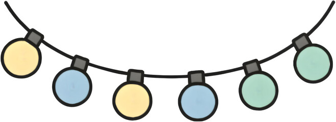 Vector Christmas lights. Christmas garland PNG. Christmas light PNG. Christmas decoration, LED lamps, idea concept image, Hanging light bulbs cut pit. Vintage light bulbs hanging. Generative AI