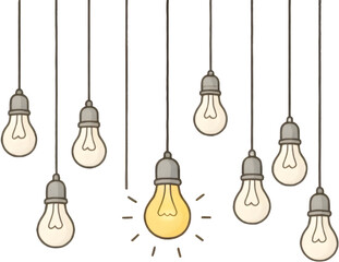 Vector Christmas lights. Christmas garland PNG. Christmas light PNG. Christmas decoration, LED lamps, idea concept image, Hanging light bulbs cut pit. Vintage light bulbs hanging. Generative AI