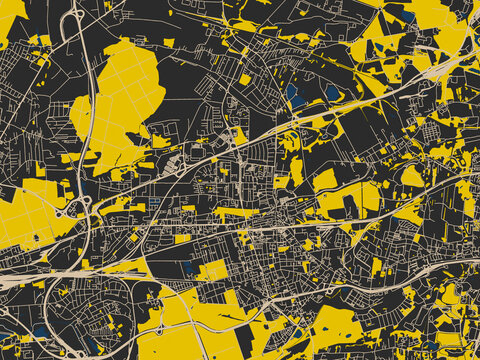 Modern flat map of Zabrze, Poland