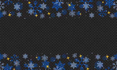 Snowflakes horizontal seamless pattern. Winter holidays theme. Seamless background with snowflakes. Design for decorations, prints, cards