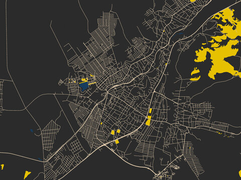 Modern flat map of Nazran, Russian Federation