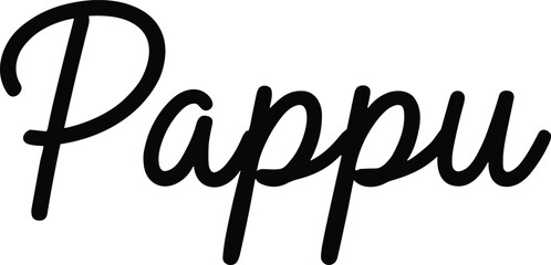 Handwritten black text featuring the name "Pappu" in a flowing, casual script or cursive font style, suitable for personalized logos, social media graphics,