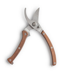 Vintage style stainless steel pruning shears with wooden handles