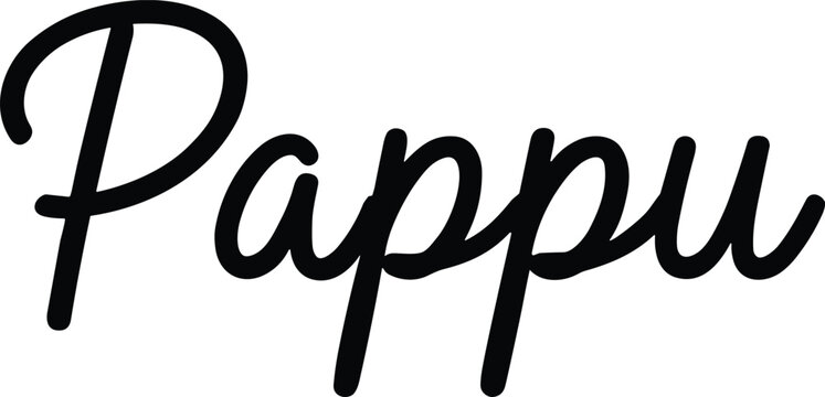Handwritten black text featuring the name "Pappu" in a flowing, casual script or cursive font style, suitable for personalized logos, social media graphics,