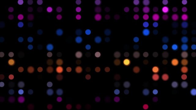 flashing colored neon dots on black background. Digital data concept. 4K video	
