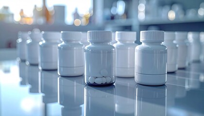 White medicine bottles laboratory