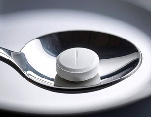 White pill on spoon