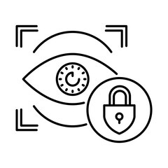 Biometric Authentication Icon, Eye - Security, Digital Identity, AI Chip, Fingerprint and Face Recognition, Access Control, Editable Stroke.