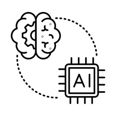 Neural Interface Icon, Brain - AI Chip, Mind-Controlled Devices, Brain-Computer Interface, Real-Time Data, Editable Stroke.