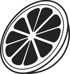 Obraz premium Black and white graphic of a lemon slice with geometric segments citrus fruit