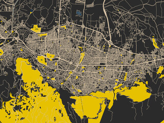 Fototapeta premium Clean urban street map of Bursa, Türkiye