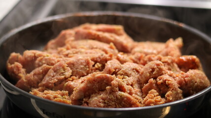 ground beef being prepared