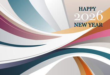 2026 New Year Design, Stylish Abstract Line Art Background	
