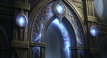 Historic gothic architecture of the Catholic cathedral interior with religious art, ancient arches, and a monumental ceiling dome