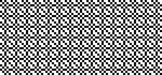 Seamless Black and White Pixel Zigzag Pattern Background | Optical Illusion Checkerboard Texture, Abstract Digital Art Wallpaper, Retro Gaming Aesthetic