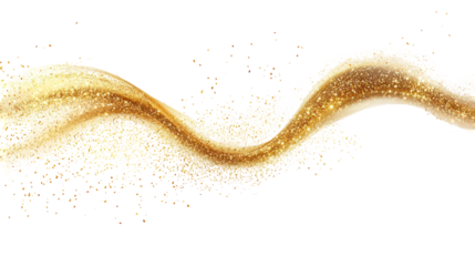 Elegant wavy sparkle trail — a delicate flowing S-curve trail of soft glittering particles, gentle light flares, and a graceful luminous motion on a clean background.