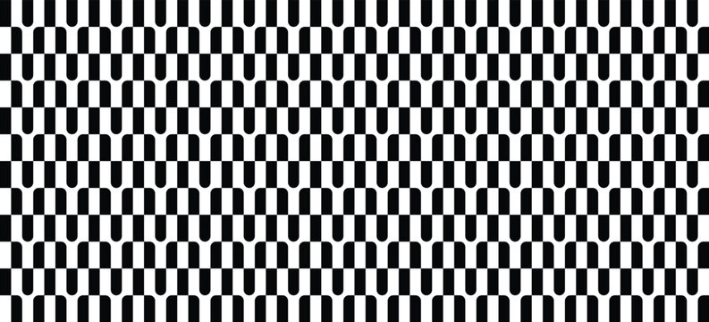 Abstract Black and White Striped Optical Illusion Pattern Wallpaper Background with Vertical Rectangles and Checkerboard Effect