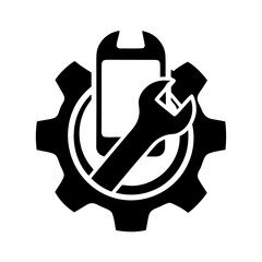 Abstract Mobile Phone Repair Service Logo Design Template Illustration