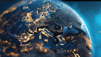 Close-up view of Earth's Europe region, detailed night-time lights