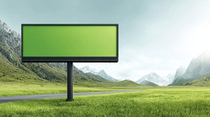Billboard Mockup on Scenic Landscape: Outdoor Advertising Template for Customizable Messaging and Marketing Campaigns