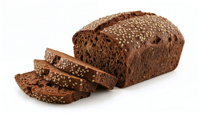 Dark rye bread with caraway seeds and slices