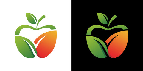 apple logo with leaves and health