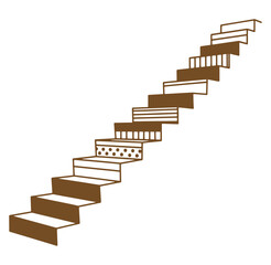 Fototapeta premium Hand-drawn brown stairway with decorative elements ascending diagonally against a white background