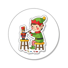 Cute Christmas Elf Painting Nutcracker Toy for Holiday Season.