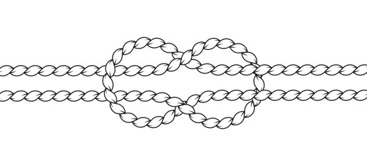 Double sea knot made of rope cable in macrame style. Vector illustration symbolizing binding, strength, unity, and close relationships. © Maryna