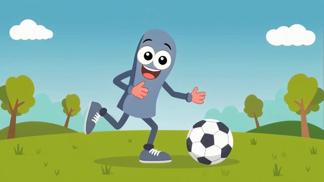 children cute vector cartoon fork wearing feet playing football in park