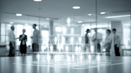 Corporate Hierarchy Visualization in Modern Office: Business Structure, Management and Communication Concept
