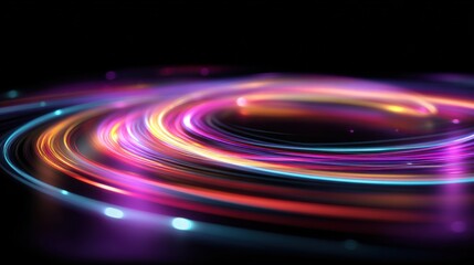 Abstract Light Painting with Vibrant Circular Swirls and Glowing Effects, Ideal for Modern Backgrounds