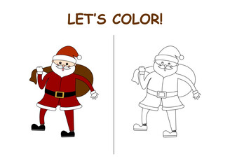 Let's color edition Santa Claus on Christmas theme