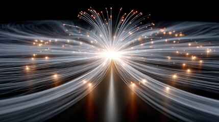 A bright light is shining through a dark sky, creating a beautiful