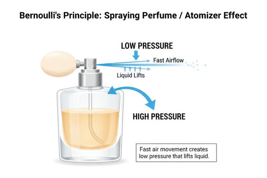 Bernoulli�s Principle: Spraying Perfume / Atomizer Effect Diagram