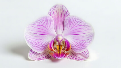 Fototapeta premium Delicate striped pink orchid bloom radiates natural beauty and exotic allure