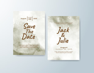 Wedding invitation with abstract watercolor background