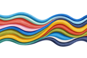 Wavy abstract multicolored painted stripes on black
