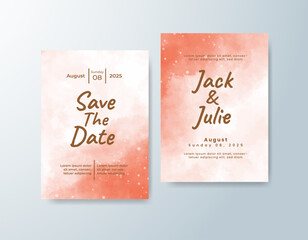 Wedding invitation with abstract watercolor background