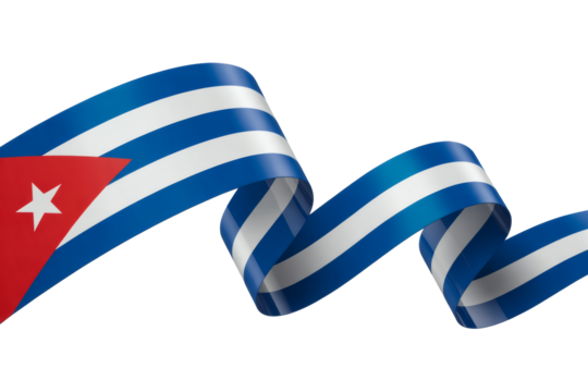 Striking Cuban flag ribbon dynamically flowing, symbolizing national pride, revolution, and vibrant cultural heritage - Powered by Adobe