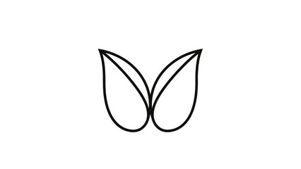 A minimalist line art drawing depicting two stylized leaves or petals, joined at the base.