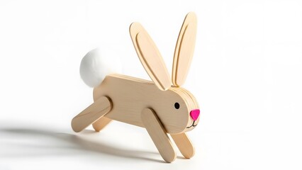 Cute Wooden Bunny Rabbit Toy | Handmade Jumping Rabbit Figurine with Pink Nose 2026