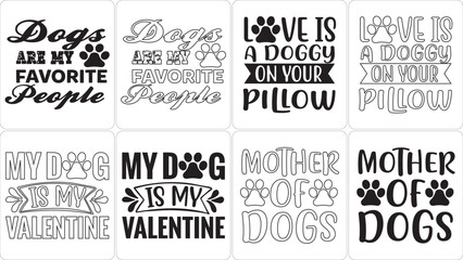 Fototapeta premium Dog lover quotes SVG bundle with paw prints for t-shirts, crafts, digital art, and coloring pages