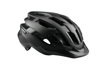 Sleek black cycling helmet with vents on a dark backdrop