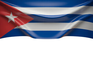 Patriotic Cuba flag waving proudly with copy space below for independence day with vibrant red, white, and blue colors on a transparent background