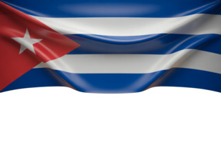 Patriotic Cuba flag waving proudly with copy space below for independence day with vibrant red, white, and blue colors on a transparent background