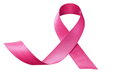 Pink ribbon, satin texture, awareness symbol on black ground