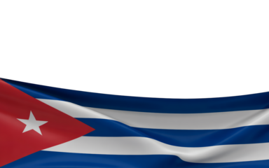 Waving Cuba flag with copy space above and patriotic colors for national holidays and events remembering Cuban history and culture