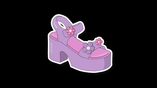 Cute Purple Platform Sandals with Flower Embellishments.