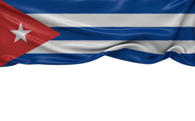 Waving Cuban flag with copy space below creating patriotic vibes for national holidays and cultural celebrations showing national pride and identity